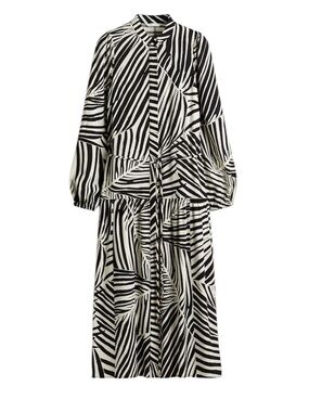 H&M Black & White Zebra Print Long Sleeve Maxi Dress
